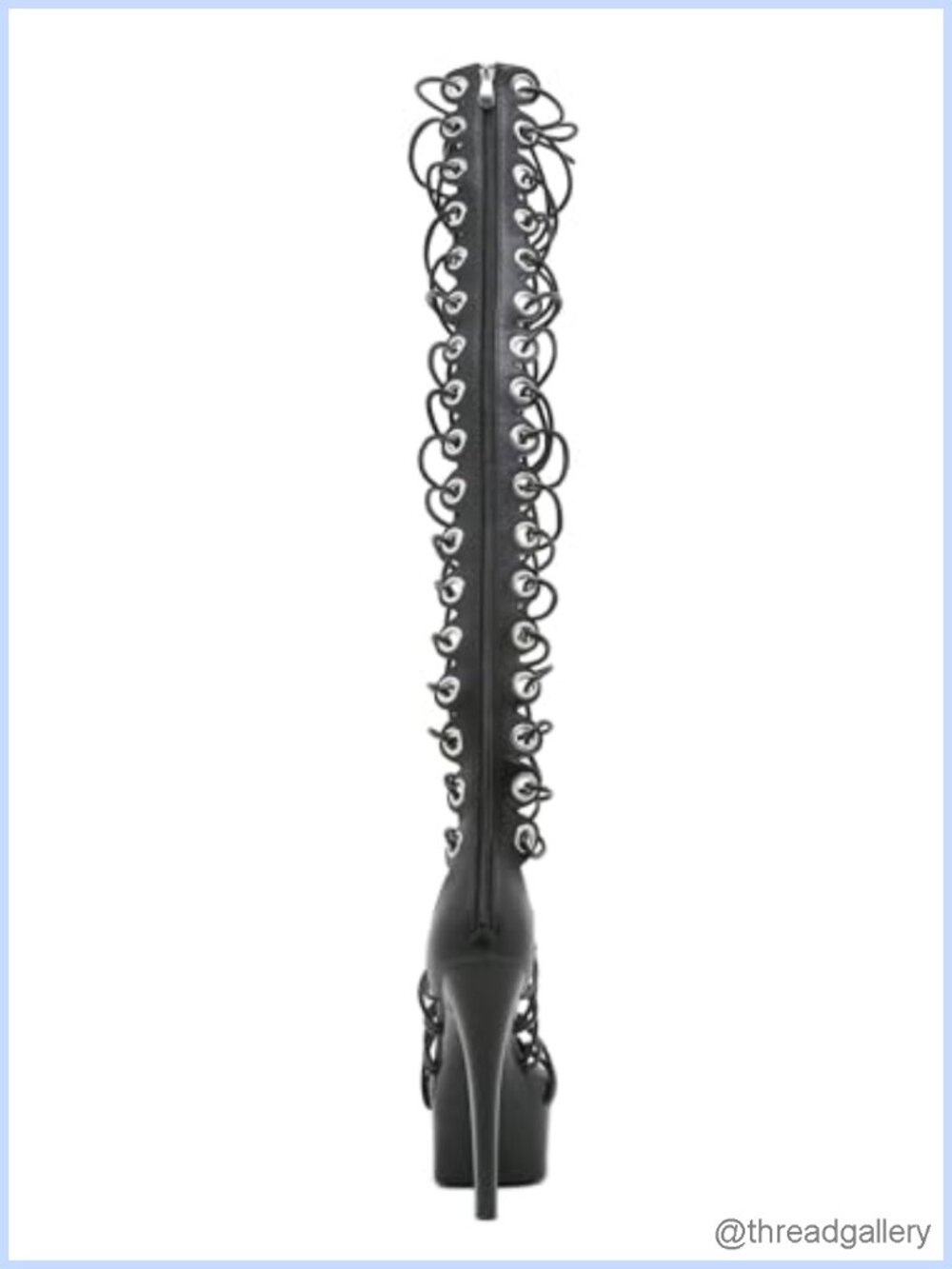 STUPMARY Women's Faux Leather Lace Up Cutout Over-the-Knee Gladiator Platform - Picture 3 of 6